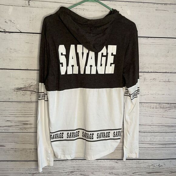 On Fire Hoodie Shirt  “Savage”‎ Graphic  Tee XL - Picture 4 of 7